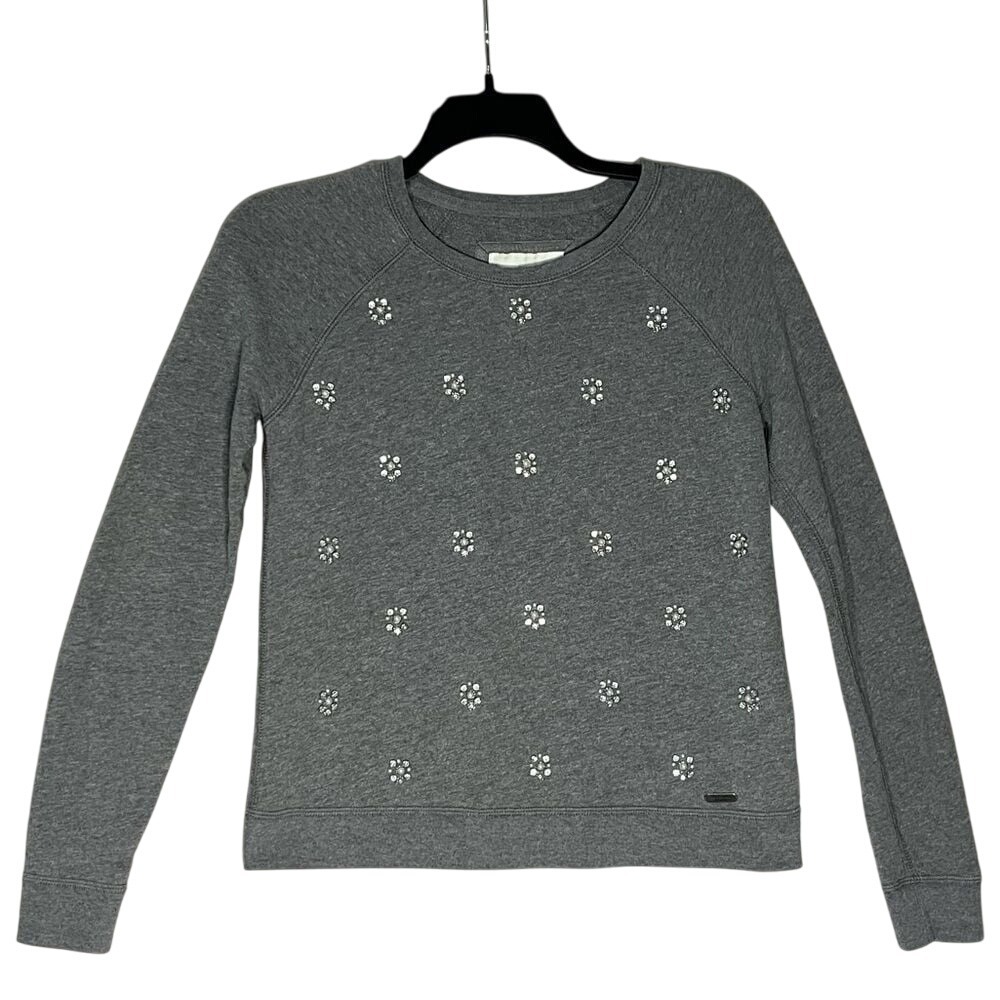 Abercrombie Fitch Long Sleeve Sweater Womens Size Small Dark Gray Rhinestones